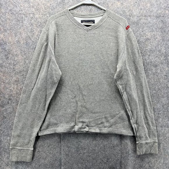Abercrombie & Fitch Sweater Women Large Ladies Gray Pullover V Neck Sweatshirt - Picture 1 of 11